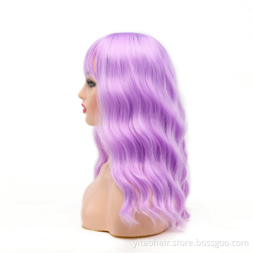ZYR Long Wavy Synthetic Lace Front Wig Glueless Purple High Temperature Heat Resistant Fiber Hair Wigs for Women Light Swiss HEN